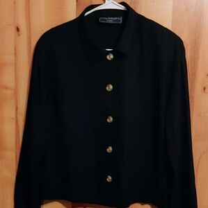 Vintage Norton McNaughton L Black Buttonfront Top